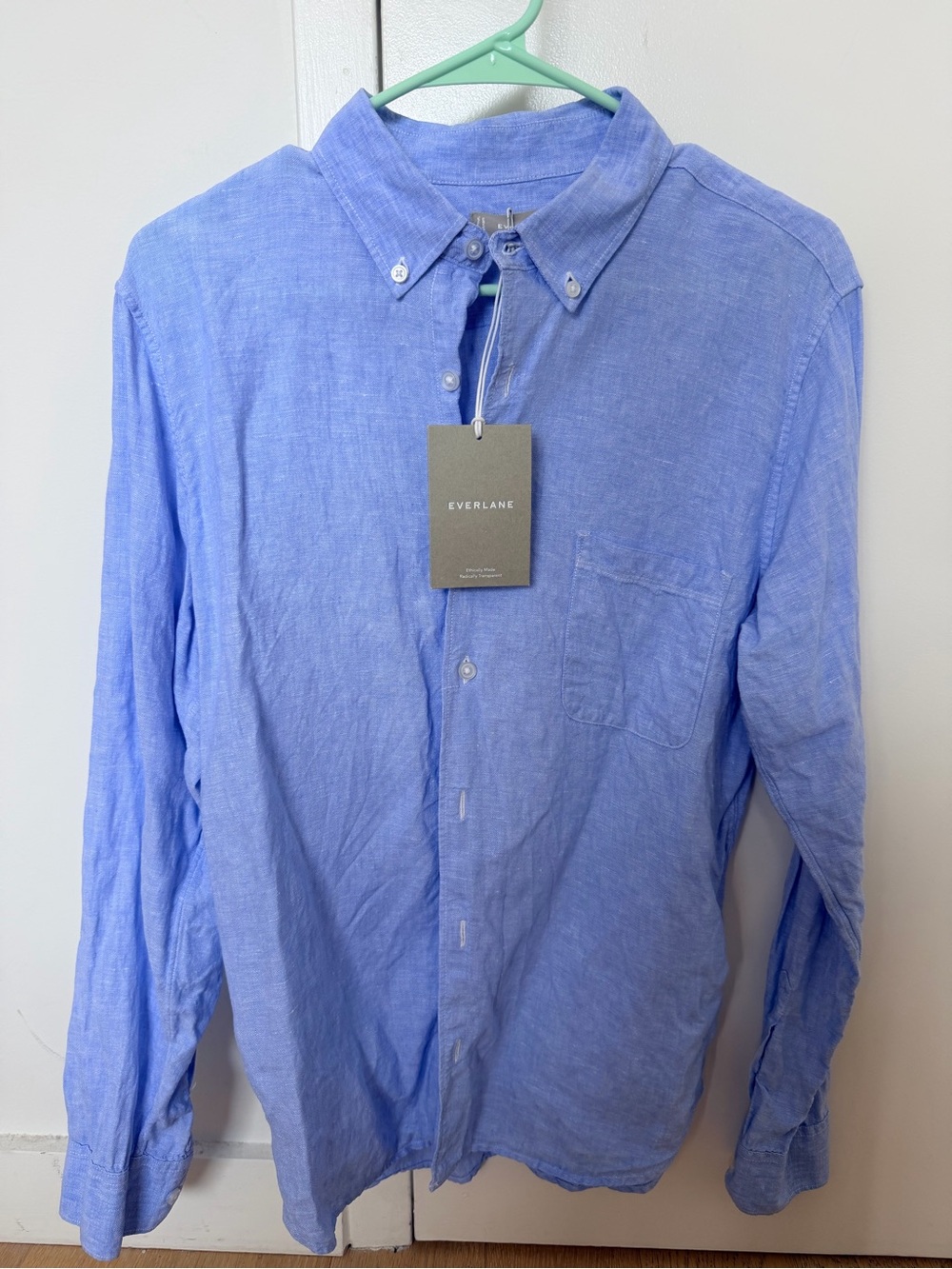 Everlane Light Blue Linen Button-Down Shirt - Men's sz S - Picture 5 of 8